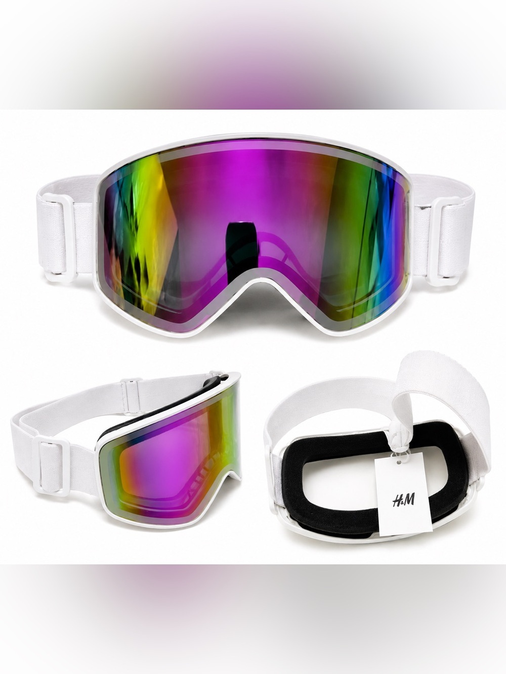 NWT H&M White Mirrored Ski Snow Goggles Unisex
